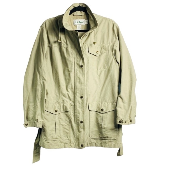 L.L. Bean Women’s Medium Tan Softshell Hideable Hood Utility Jacket - Picture 1 of 15